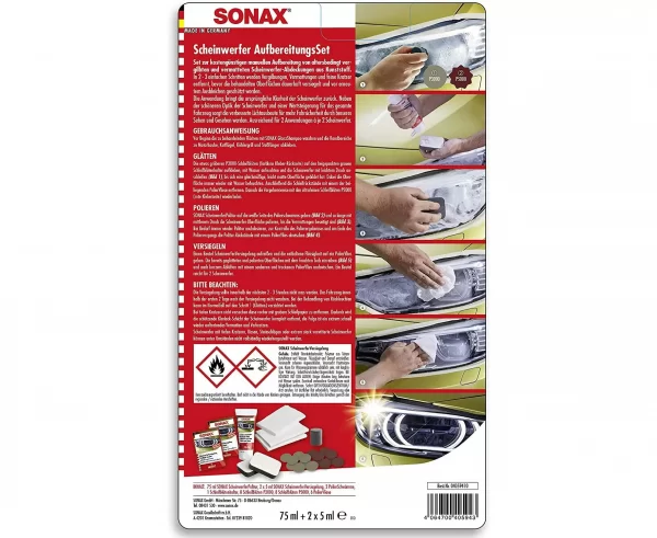 Набор для полировки фар пластиковых SONAX Headlight Restoration Kit